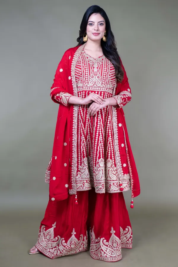 Red Paplom Suit With Sarara